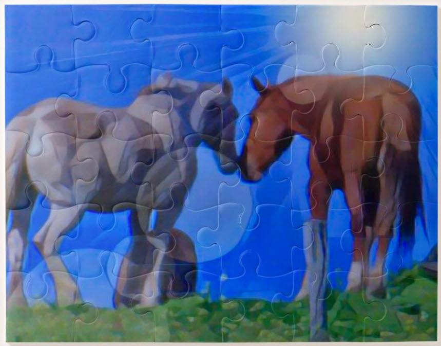 This jigsaw puzzle for kids was adapted from an EcoMarlee photo capturing a tender moment between horses. It is available through Zazzle. Click here.