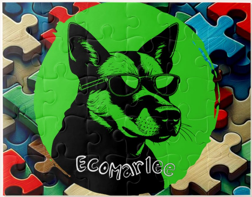 Introducing our jigsaw puzzle for kids, featuring our cool and eco-friendly website mascot, Marlee, in her dark sunglasses. Available through Zazzle. Click here.